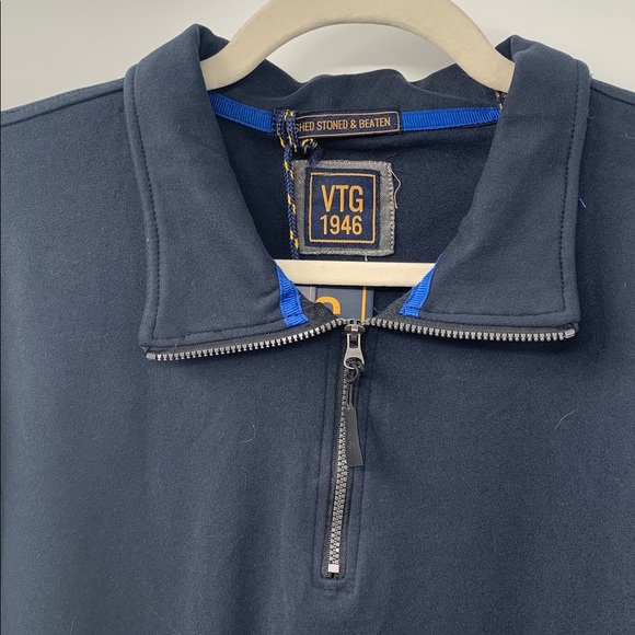 Vintage1946 Men's Navy Sweater Quarter Zip Pullover Shirt Size XL - Picture 2 of 6